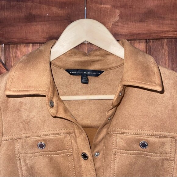 White House Black Market Camel Suede Long Sleeve Dress 4 - Picture 3 of 4